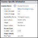 On the Application Findings page, displays the section of the detail pane showing Scanner Specific Information.